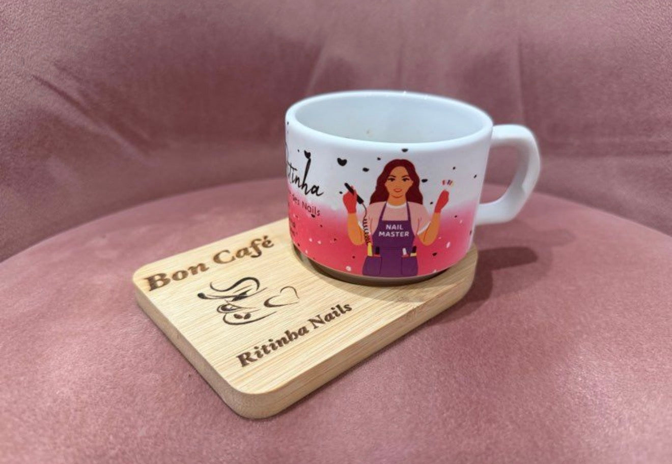 Mug à café personnalisé + bambou