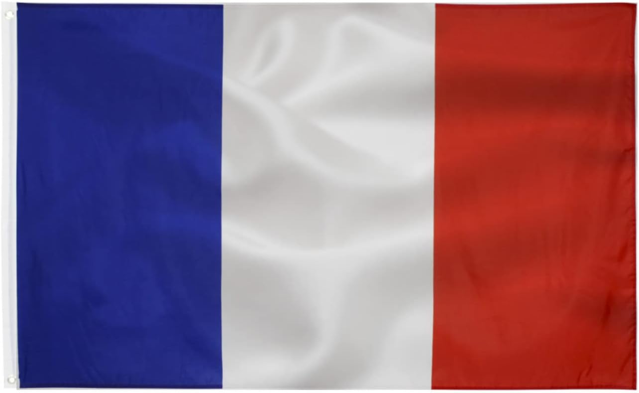 Drapeau francais 90x150cm-drapeau france avec œillets en laiton polyester Couleurs Vives -Pour l'extérieur et l'intérieur