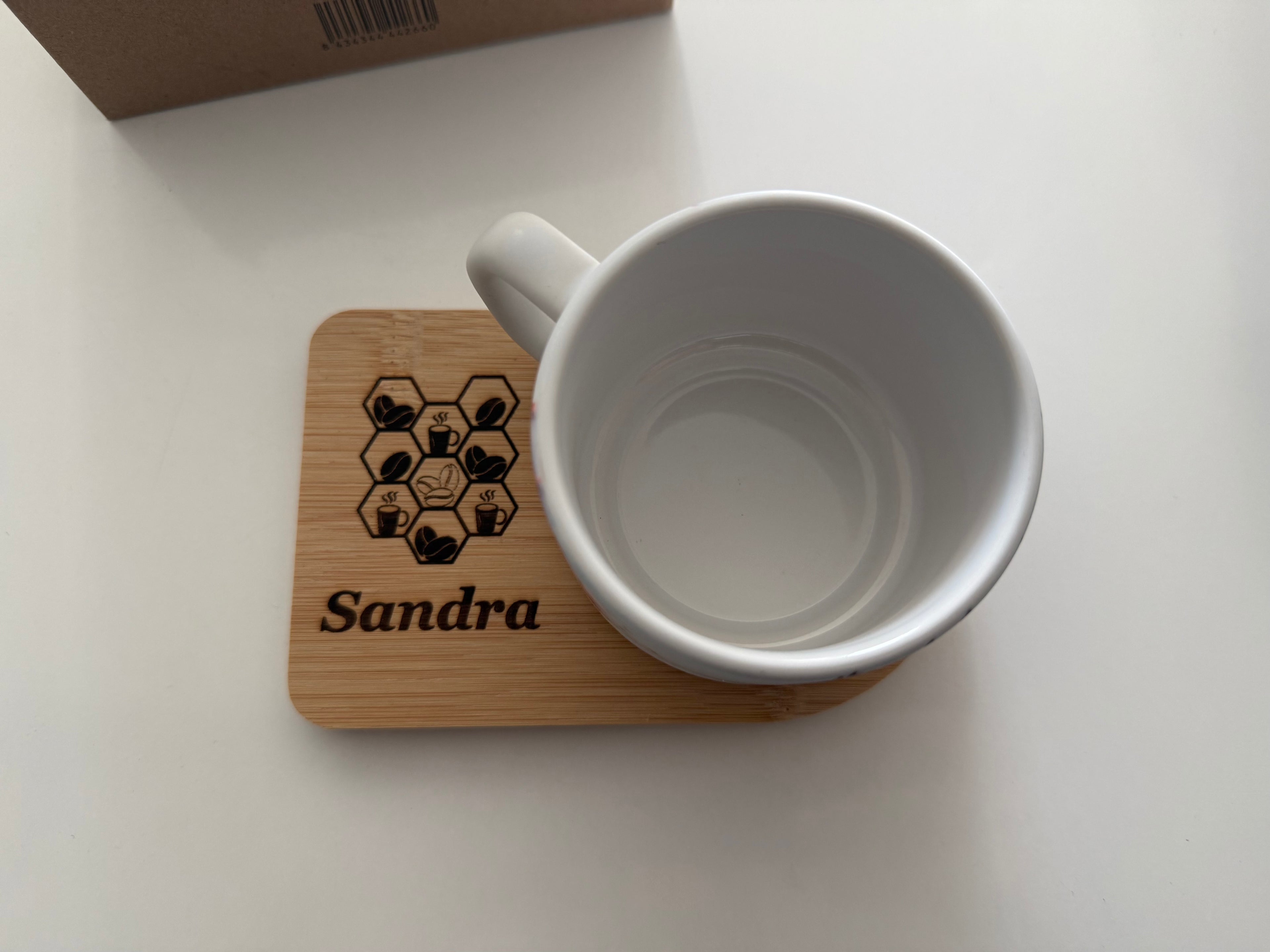 Mug à café personnalisé + bambou