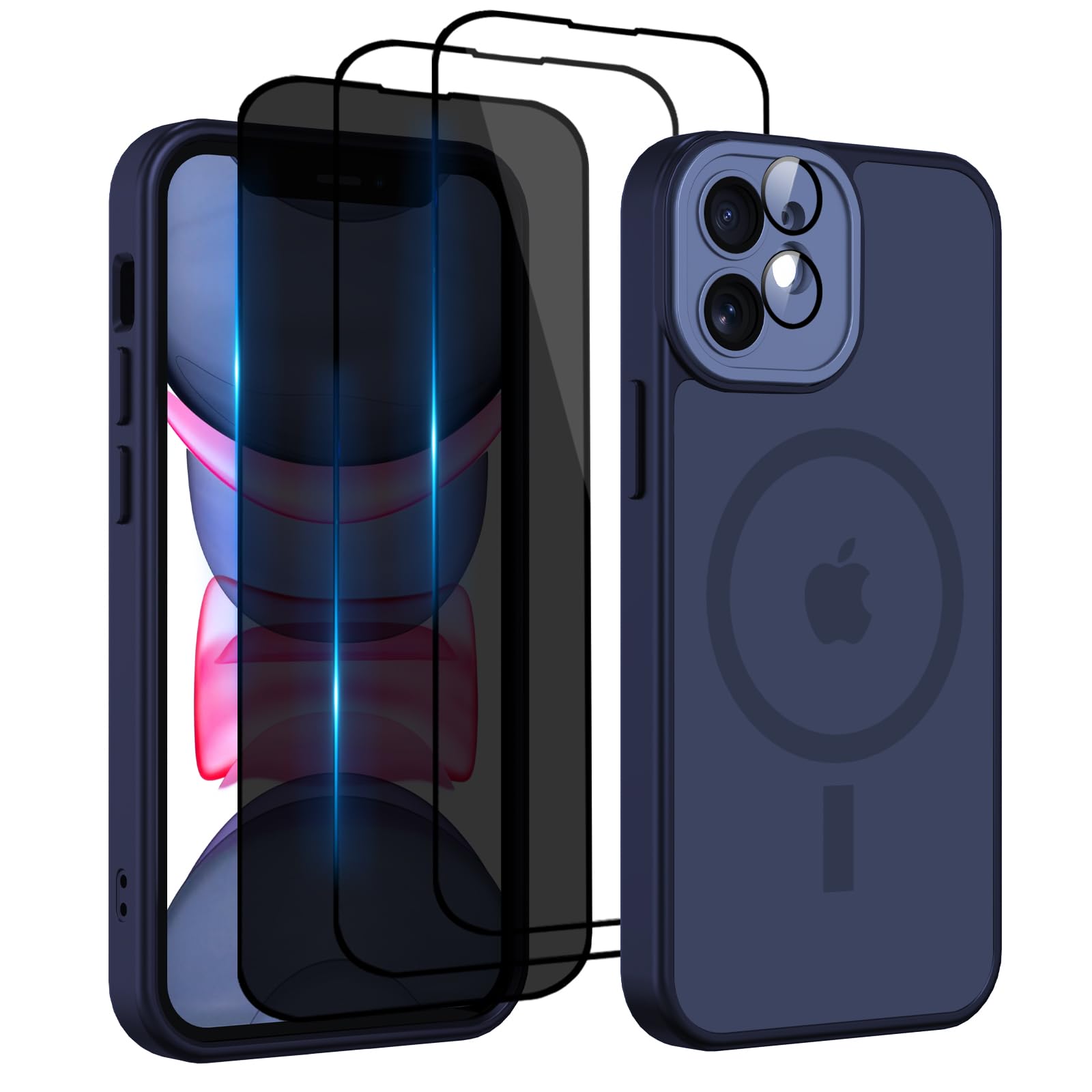 Nupcknn Magnétique Coque pour iPhone 17 Pro Max avec Magsafe et 3 Verre Trempé [HD+HD+Confidentialité][Caméra de Protection complète] Coque Antichoc translucide Mat arrière Anti-Rayures