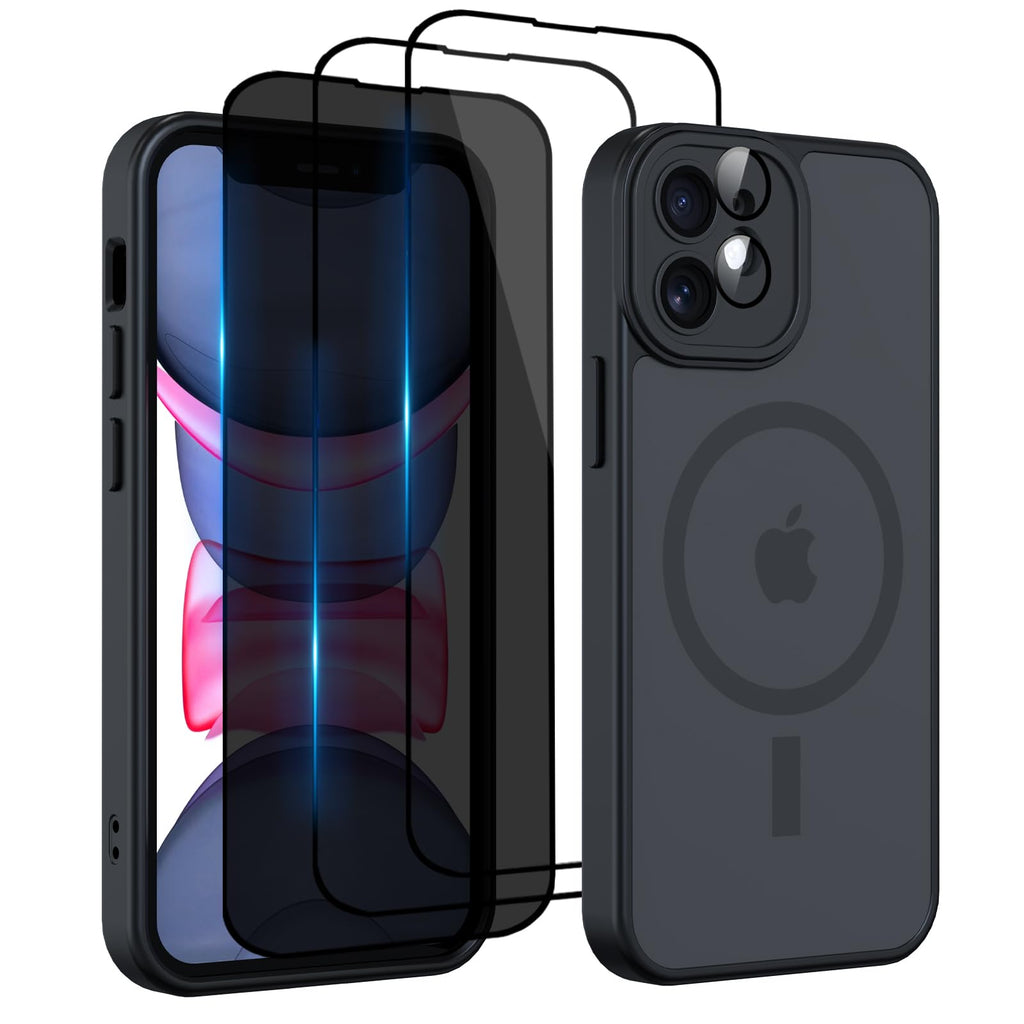 Nupcknn Magnétique Coque pour iPhone 17 Pro Max avec Magsafe et 3 Verre Trempé [HD+HD+Confidentialité][Caméra de Protection complète] Coque Antichoc translucide Mat arrière Anti-Rayures