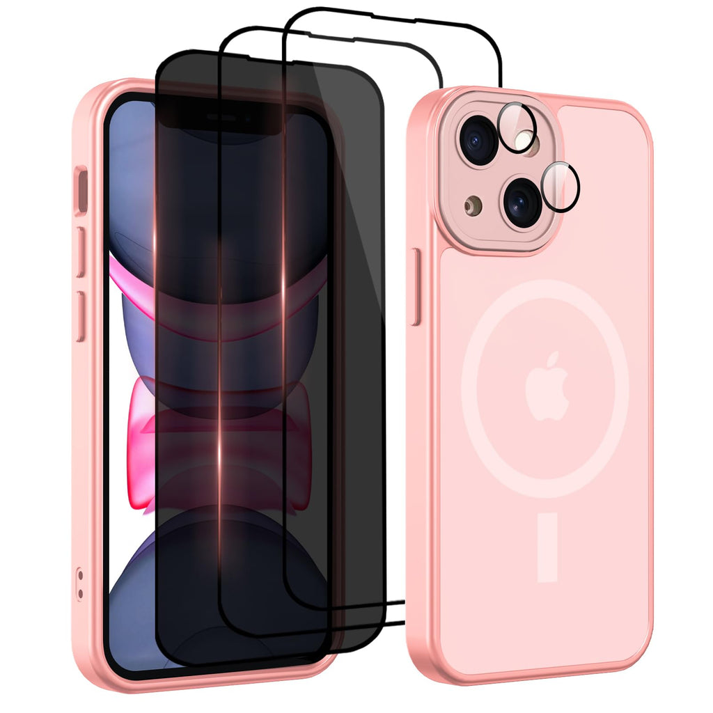 Nupcknn Magnétique Coque pour iPhone 17 Pro Max avec Magsafe et 3 Verre Trempé [HD+HD+Confidentialité][Caméra de Protection complète] Coque Antichoc translucide Mat arrière Anti-Rayures