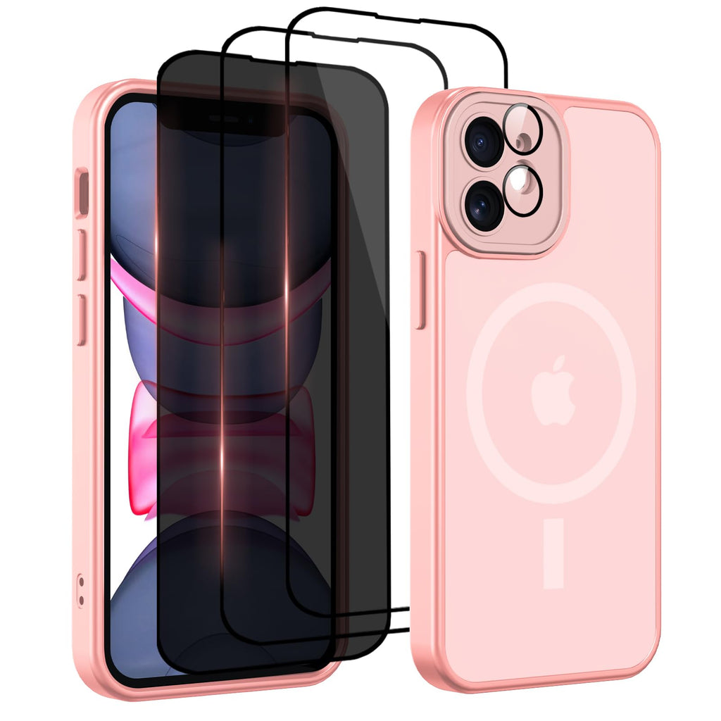 Nupcknn Magnétique Coque pour iPhone 17 Pro Max avec Magsafe et 3 Verre Trempé [HD+HD+Confidentialité][Caméra de Protection complète] Coque Antichoc translucide Mat arrière Anti-Rayures