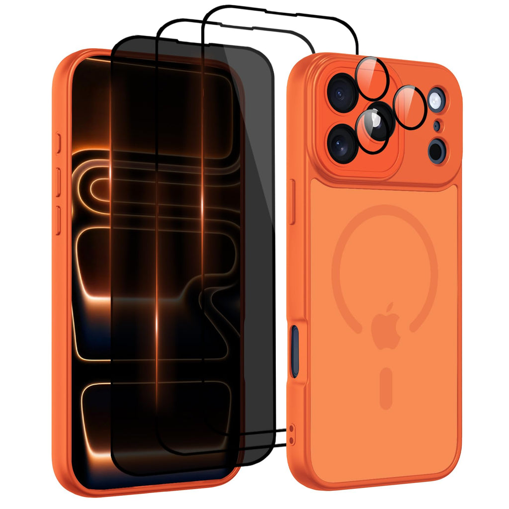 Nupcknn Magnétique Coque pour iPhone 17 Pro Max avec Magsafe et 3 Verre Trempé [HD+HD+Confidentialité][Caméra de Protection complète] Coque Antichoc translucide Mat arrière Anti-Rayures