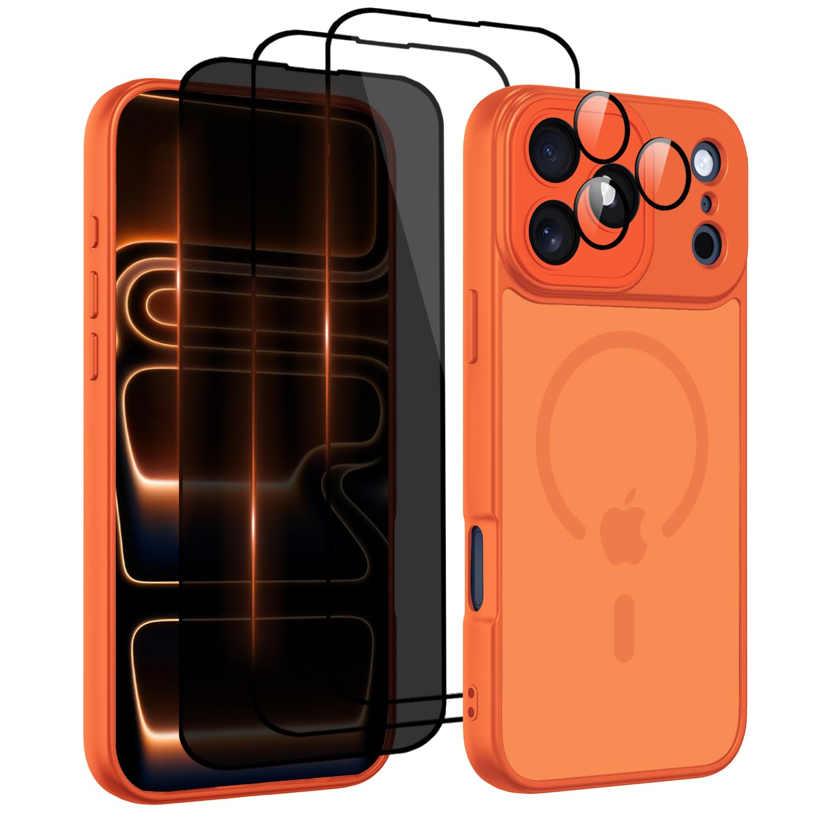 Nupcknn Magnétique Coque pour iPhone 17 Pro Max avec Magsafe et 3 Verre Trempé [HD+HD+Confidentialité][Caméra de Protection complète] Coque Antichoc translucide Mat arrière Anti-Rayures
