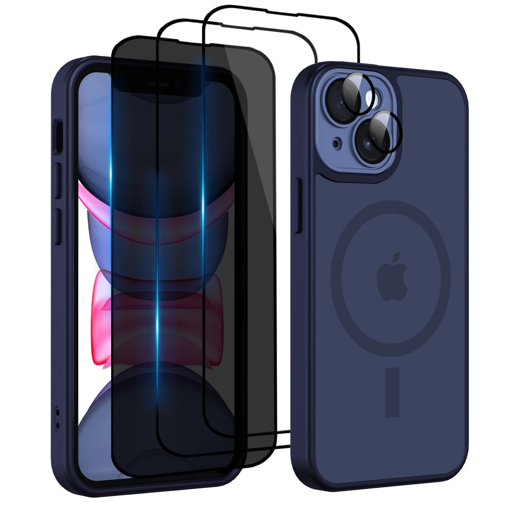 Nupcknn Magnétique Coque pour iPhone 17 Pro Max avec Magsafe et 3 Verre Trempé [HD+HD+Confidentialité][Caméra de Protection complète] Coque Antichoc translucide Mat arrière Anti-Rayures