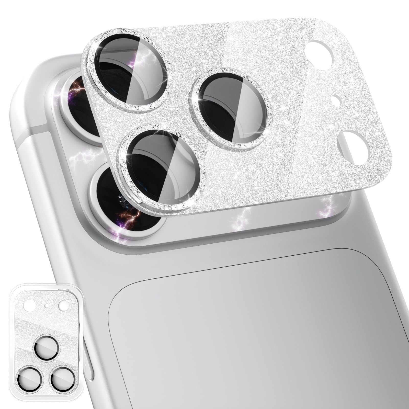 CloudValley Protection Objectif Caméra pour iPhone 17 Pro Max, 1:1 Invisible Ajustement Parfait, [AR+AF] Verre Trempé HD Clair, Cas de Téléphone Compatible, Facile à Installer, Argenté