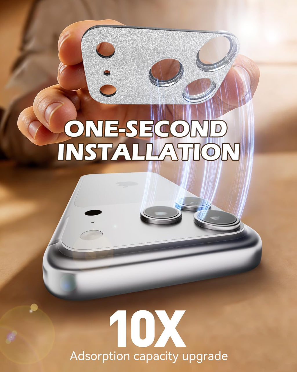 CloudValley Protection Objectif Caméra pour iPhone 17 Pro Max, 1:1 Invisible Ajustement Parfait, [AR+AF] Verre Trempé HD Clair, Cas de Téléphone Compatible, Facile à Installer, Argenté
