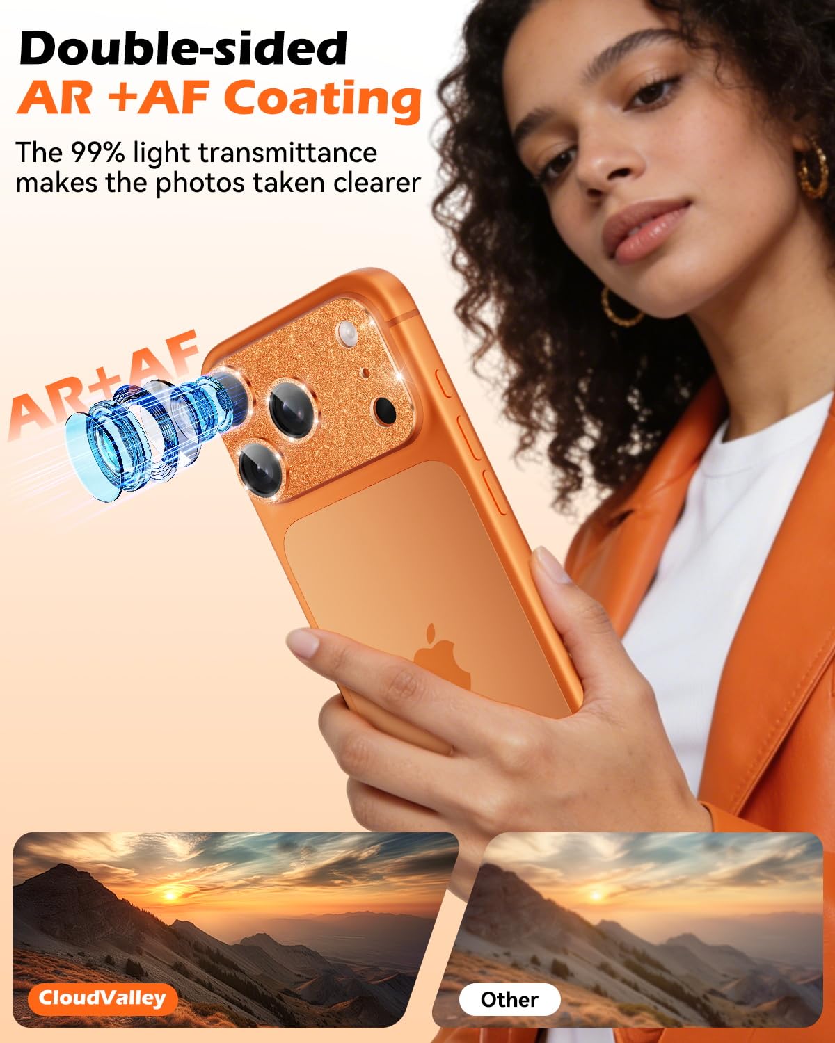 CloudValley Protection Objectif Caméra pour iPhone 17 Pro Max, 1:1 Invisible Ajustement Parfait, [AR+AF] Verre Trempé HD Clair, Cas de Téléphone Compatible, Facile à Installer, Argenté