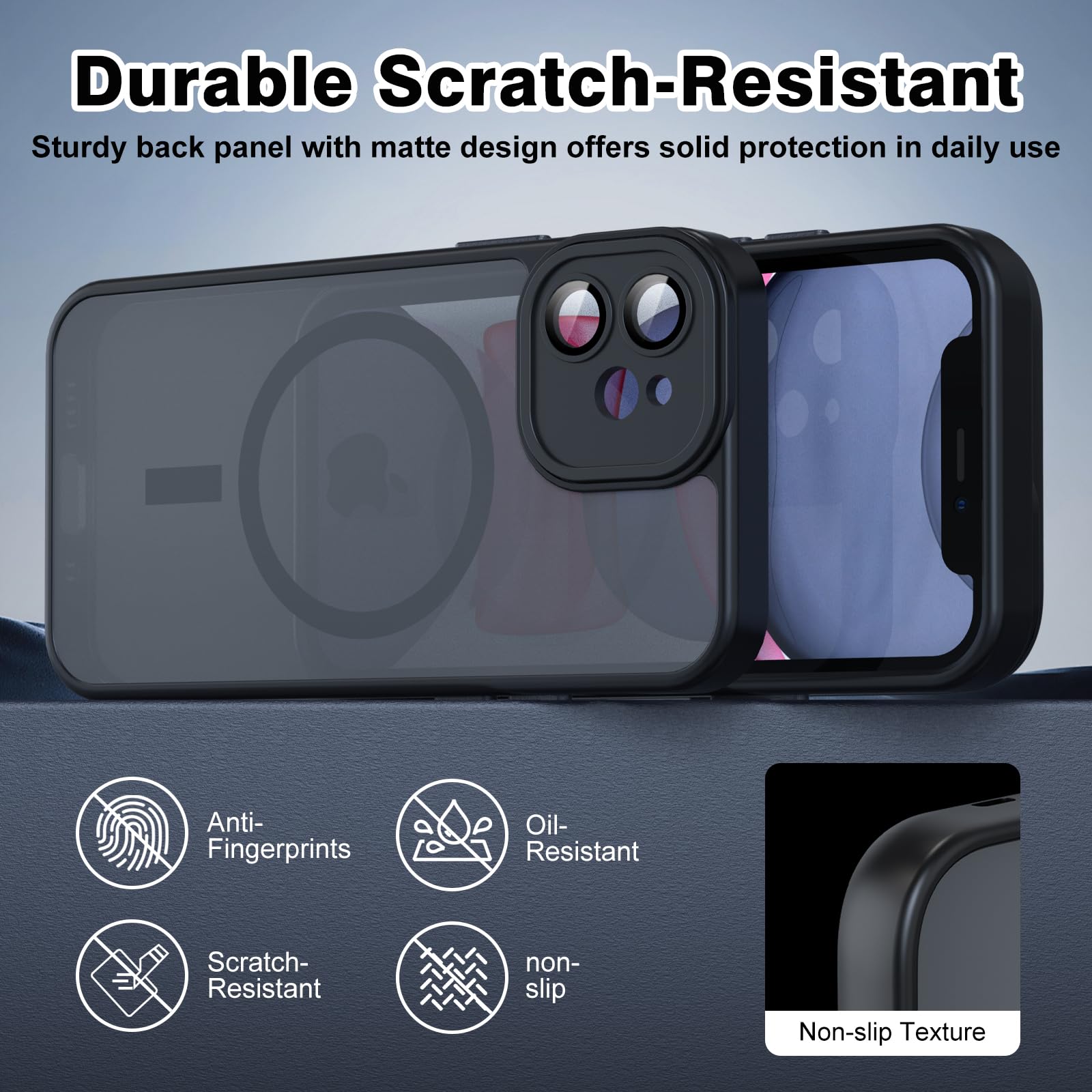 Nupcknn Magnétique Coque pour iPhone 17 Pro Max avec Magsafe et 3 Verre Trempé [HD+HD+Confidentialité][Caméra de Protection complète] Coque Antichoc translucide Mat arrière Anti-Rayures