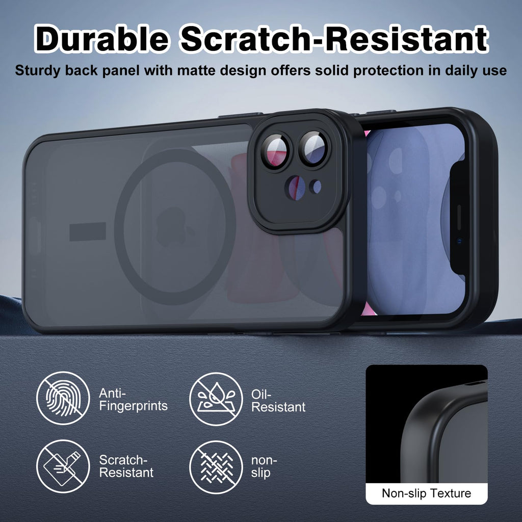 Nupcknn Magnétique Coque pour iPhone 17 Pro Max avec Magsafe et 3 Verre Trempé [HD+HD+Confidentialité][Caméra de Protection complète] Coque Antichoc translucide Mat arrière Anti-Rayures