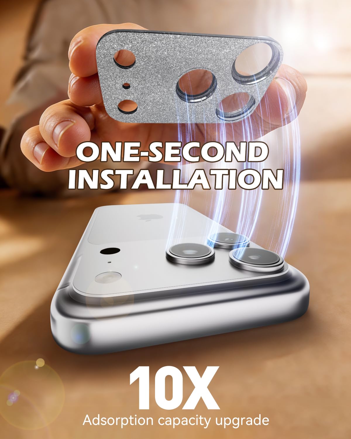 CloudValley Protection Objectif Caméra pour iPhone 17 Pro Max, 1:1 Invisible Ajustement Parfait, [AR+AF] Verre Trempé HD Clair, Cas de Téléphone Compatible, Facile à Installer, Argenté