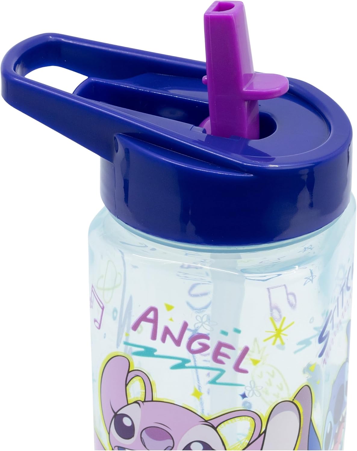 Bouteille d'eau carrée réutilisable avec paille intégrée 510 ml, motif Stitch