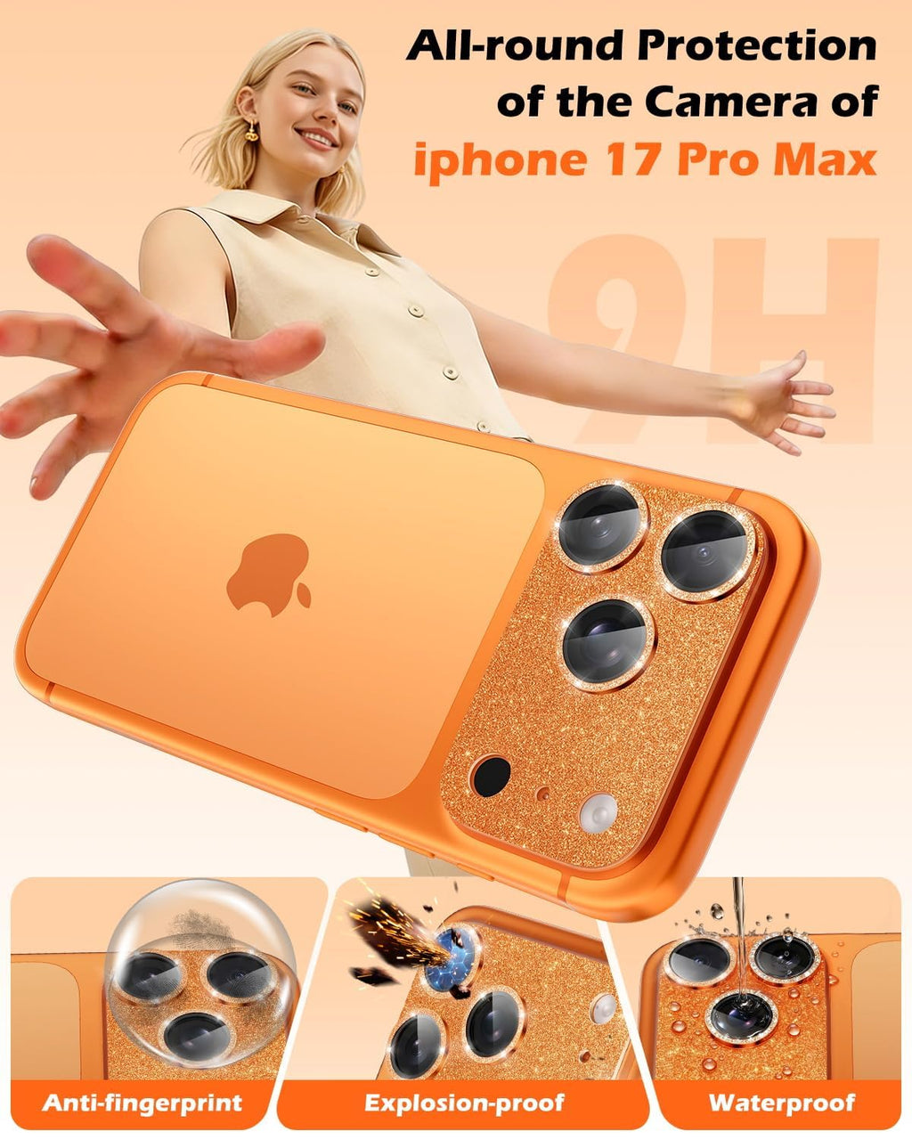 CloudValley Protection Objectif Caméra pour iPhone 17 Pro Max, 1:1 Invisible Ajustement Parfait, [AR+AF] Verre Trempé HD Clair, Cas de Téléphone Compatible, Facile à Installer, Argenté