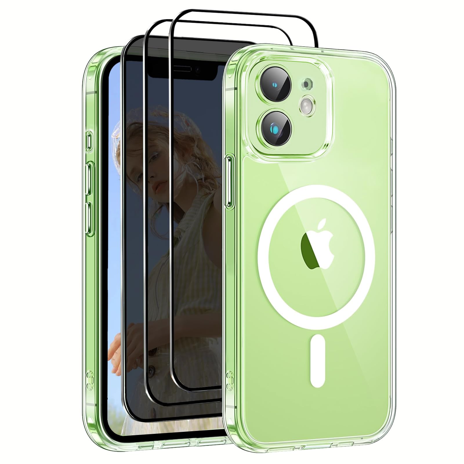 Nupcknn Magnétique Coque pour iPhone 17 Pro Max avec Magsafe et 3 Verre Trempé [HD+HD+Confidentialité][Caméra de Protection complète] Coque Antichoc translucide Mat arrière Anti-Rayures