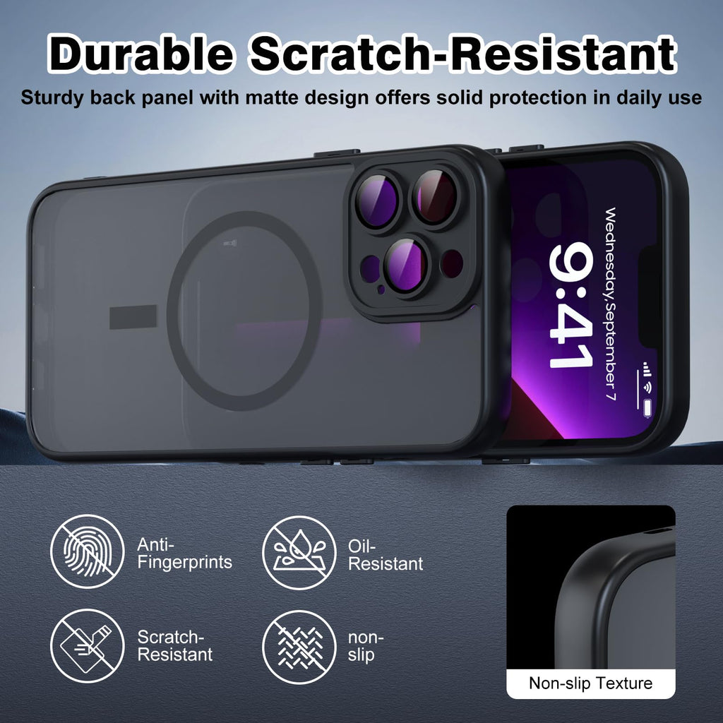 Nupcknn Magnétique Coque pour iPhone 17 Pro Max avec Magsafe et 3 Verre Trempé [HD+HD+Confidentialité][Caméra de Protection complète] Coque Antichoc translucide Mat arrière Anti-Rayures
