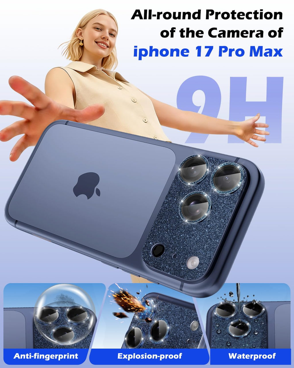 CloudValley Protection Objectif Caméra pour iPhone 17 Pro Max, 1:1 Invisible Ajustement Parfait, [AR+AF] Verre Trempé HD Clair, Cas de Téléphone Compatible, Facile à Installer, Argenté