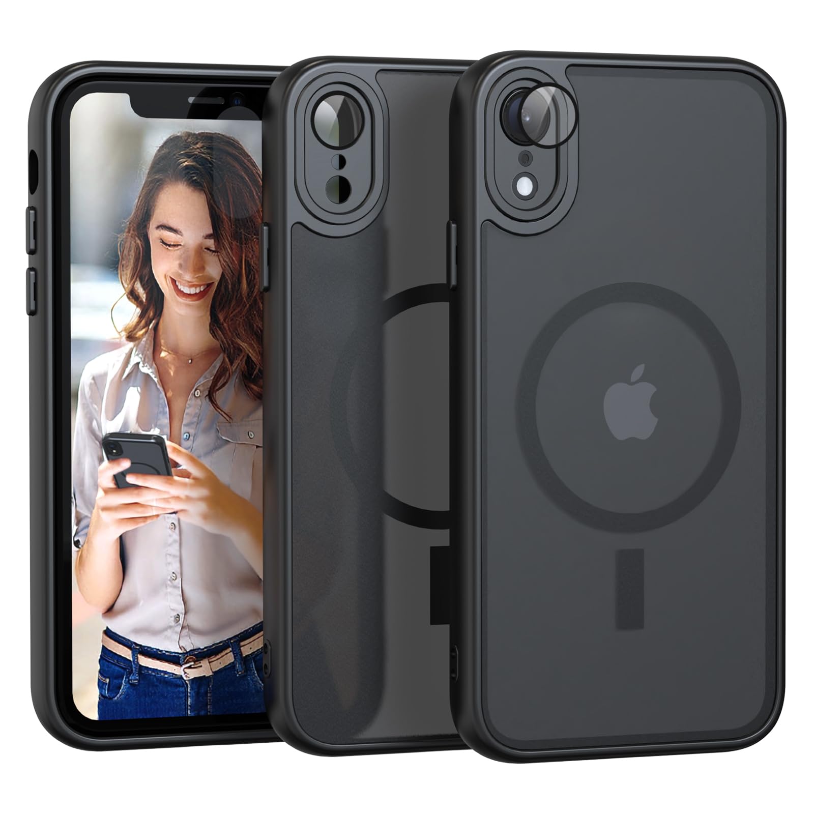 Nupcknn Magnétique Coque pour iPhone 17 Pro Max avec Magsafe et 3 Verre Trempé [HD+HD+Confidentialité][Caméra de Protection complète] Coque Antichoc translucide Mat arrière Anti-Rayures