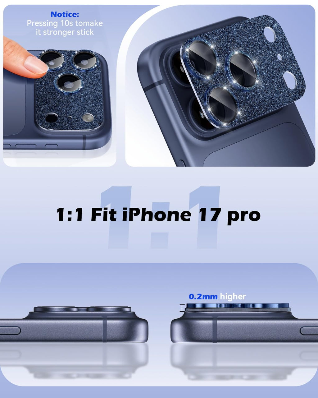 CloudValley Protection Objectif Caméra pour iPhone 17 Pro Max, 1:1 Invisible Ajustement Parfait, [AR+AF] Verre Trempé HD Clair, Cas de Téléphone Compatible, Facile à Installer, Argenté