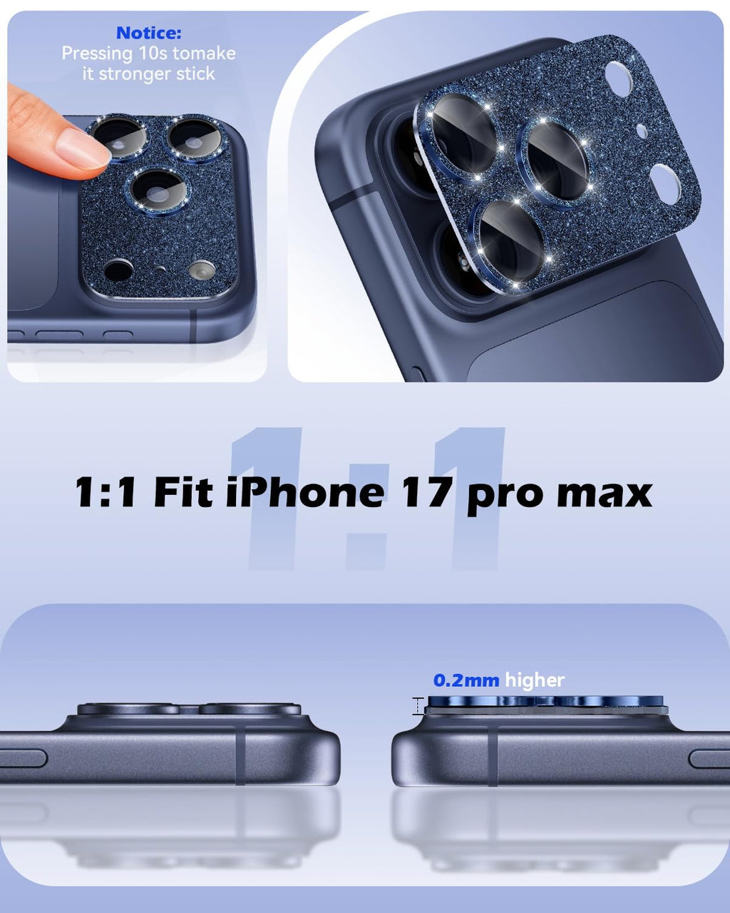 CloudValley Protection Objectif Caméra pour iPhone 17 Pro Max, 1:1 Invisible Ajustement Parfait, [AR+AF] Verre Trempé HD Clair, Cas de Téléphone Compatible, Facile à Installer, Argenté