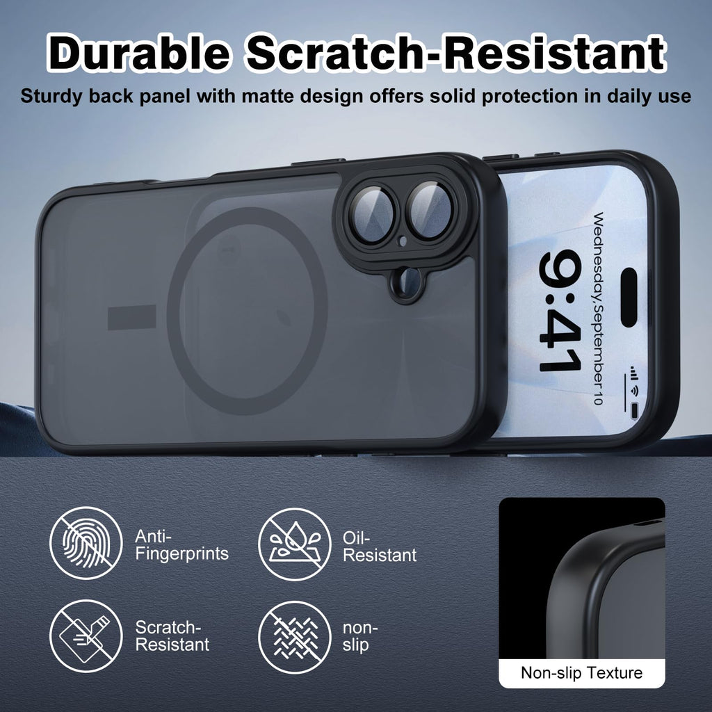 Nupcknn Magnétique Coque pour iPhone 17 Pro Max avec Magsafe et 3 Verre Trempé [HD+HD+Confidentialité][Caméra de Protection complète] Coque Antichoc translucide Mat arrière Anti-Rayures