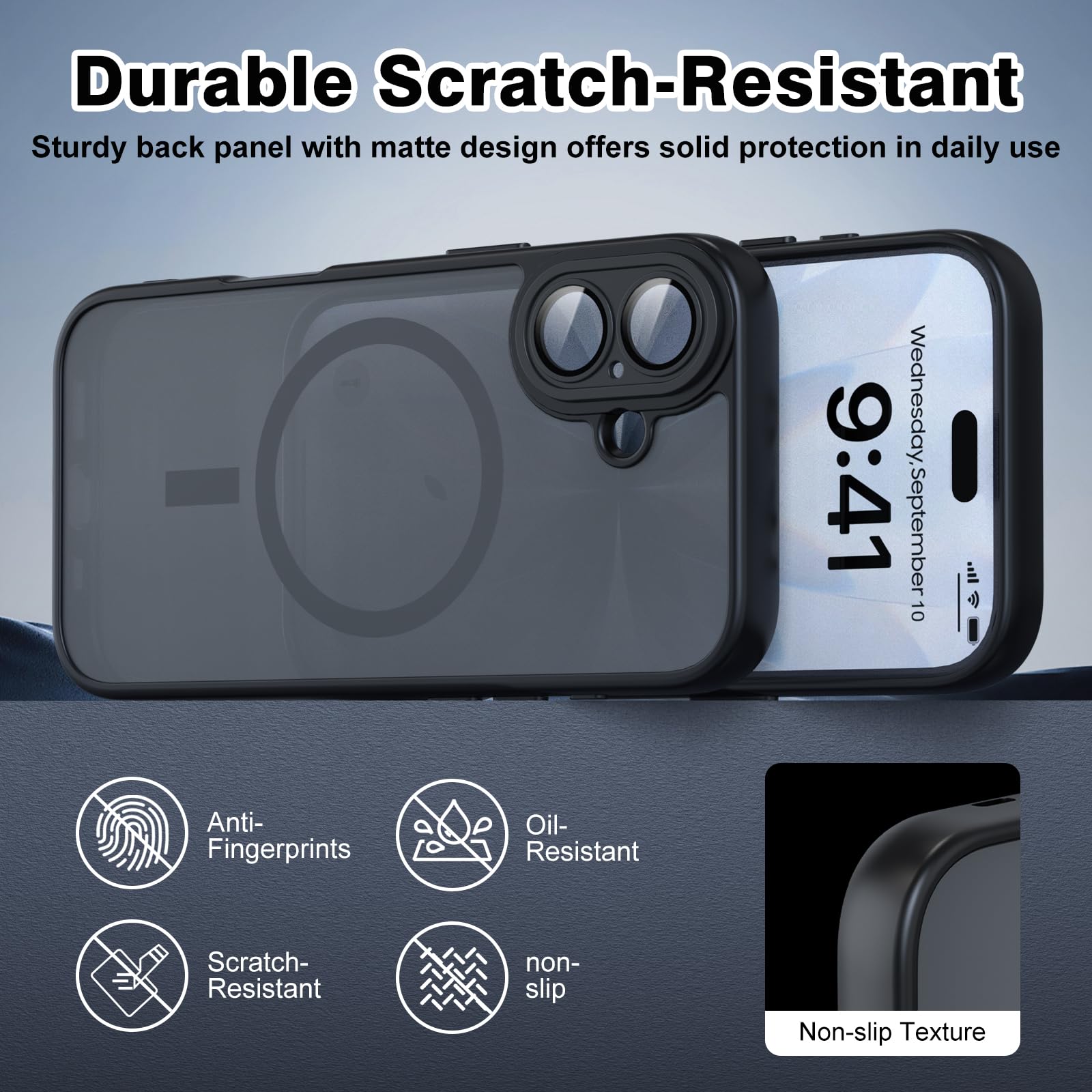 Nupcknn Magnétique Coque pour iPhone 17 Pro Max avec Magsafe et 3 Verre Trempé [HD+HD+Confidentialité][Caméra de Protection complète] Coque Antichoc translucide Mat arrière Anti-Rayures