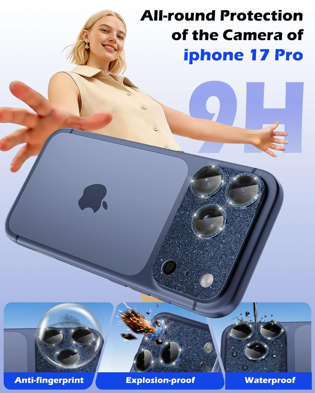CloudValley Protection Objectif Caméra pour iPhone 17 Pro Max, 1:1 Invisible Ajustement Parfait, [AR+AF] Verre Trempé HD Clair, Cas de Téléphone Compatible, Facile à Installer, Argenté