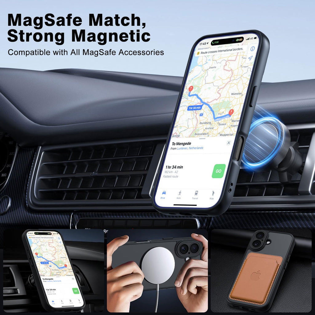 Nupcknn Magnétique Coque pour iPhone 17 Pro Max avec Magsafe et 3 Verre Trempé [HD+HD+Confidentialité][Caméra de Protection complète] Coque Antichoc translucide Mat arrière Anti-Rayures