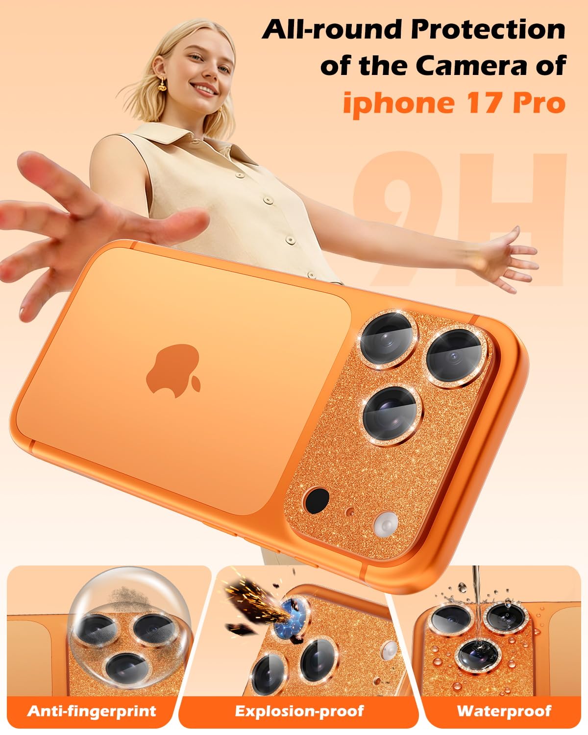 CloudValley Protection Objectif Caméra pour iPhone 17 Pro Max, 1:1 Invisible Ajustement Parfait, [AR+AF] Verre Trempé HD Clair, Cas de Téléphone Compatible, Facile à Installer, Argenté
