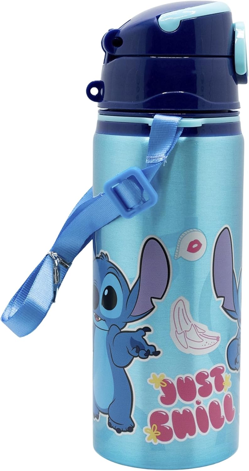 BOUTEILLE RÉUTILISABLE POP UP EN ALUMINIUM AVEC BANDOULIÈRE 730 ML | STITCH DRAWING