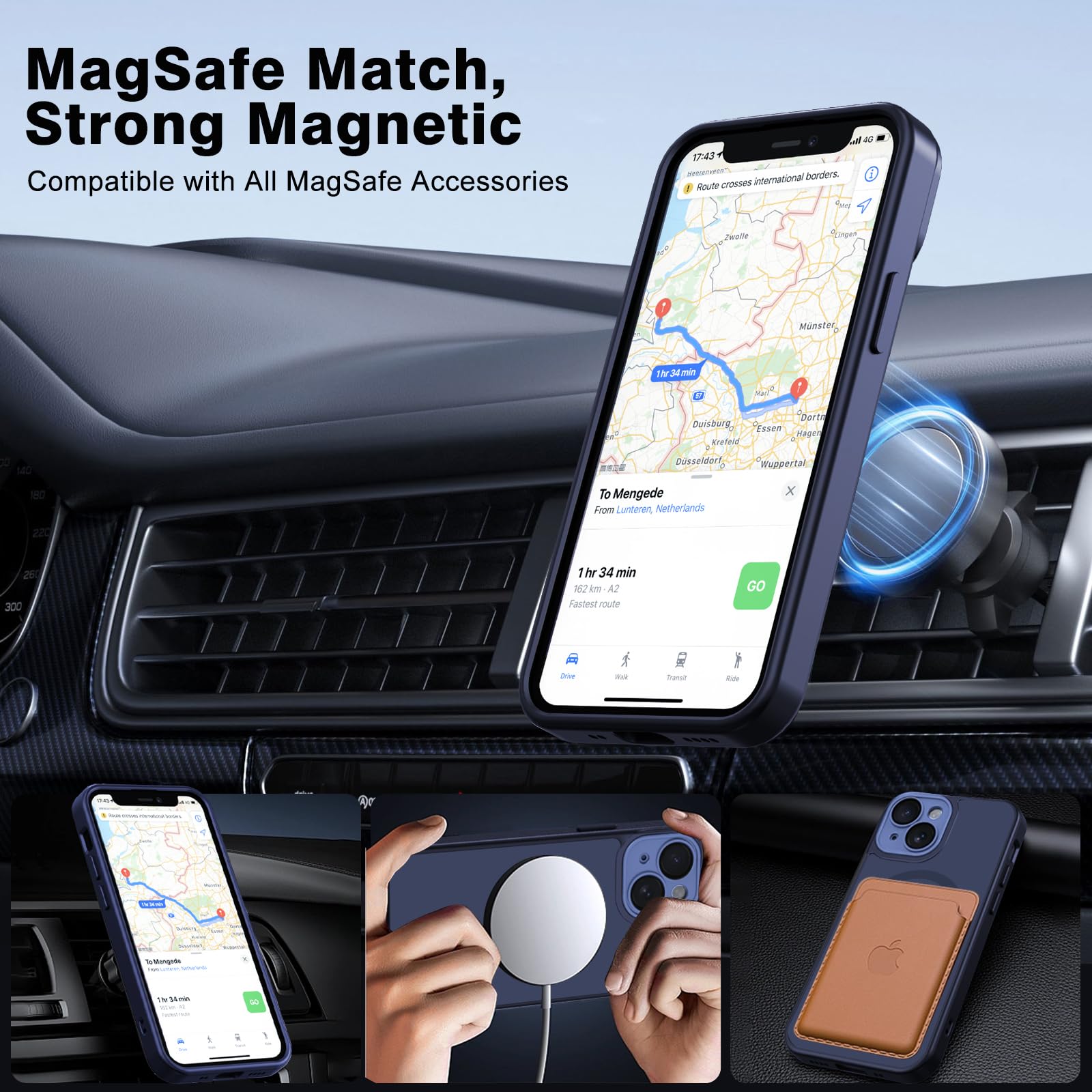 Nupcknn Magnétique Coque pour iPhone 17 Pro Max avec Magsafe et 3 Verre Trempé [HD+HD+Confidentialité][Caméra de Protection complète] Coque Antichoc translucide Mat arrière Anti-Rayures