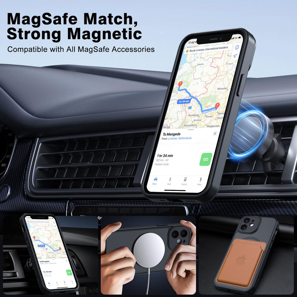 Nupcknn Magnétique Coque pour iPhone 17 Pro Max avec Magsafe et 3 Verre Trempé [HD+HD+Confidentialité][Caméra de Protection complète] Coque Antichoc translucide Mat arrière Anti-Rayures