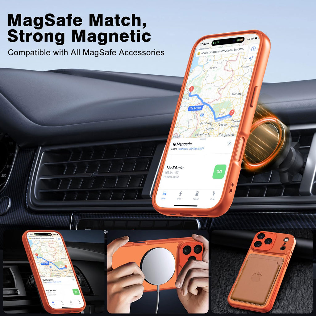 Nupcknn Magnétique Coque pour iPhone 17 Pro Max avec Magsafe et 3 Verre Trempé [HD+HD+Confidentialité][Caméra de Protection complète] Coque Antichoc translucide Mat arrière Anti-Rayures