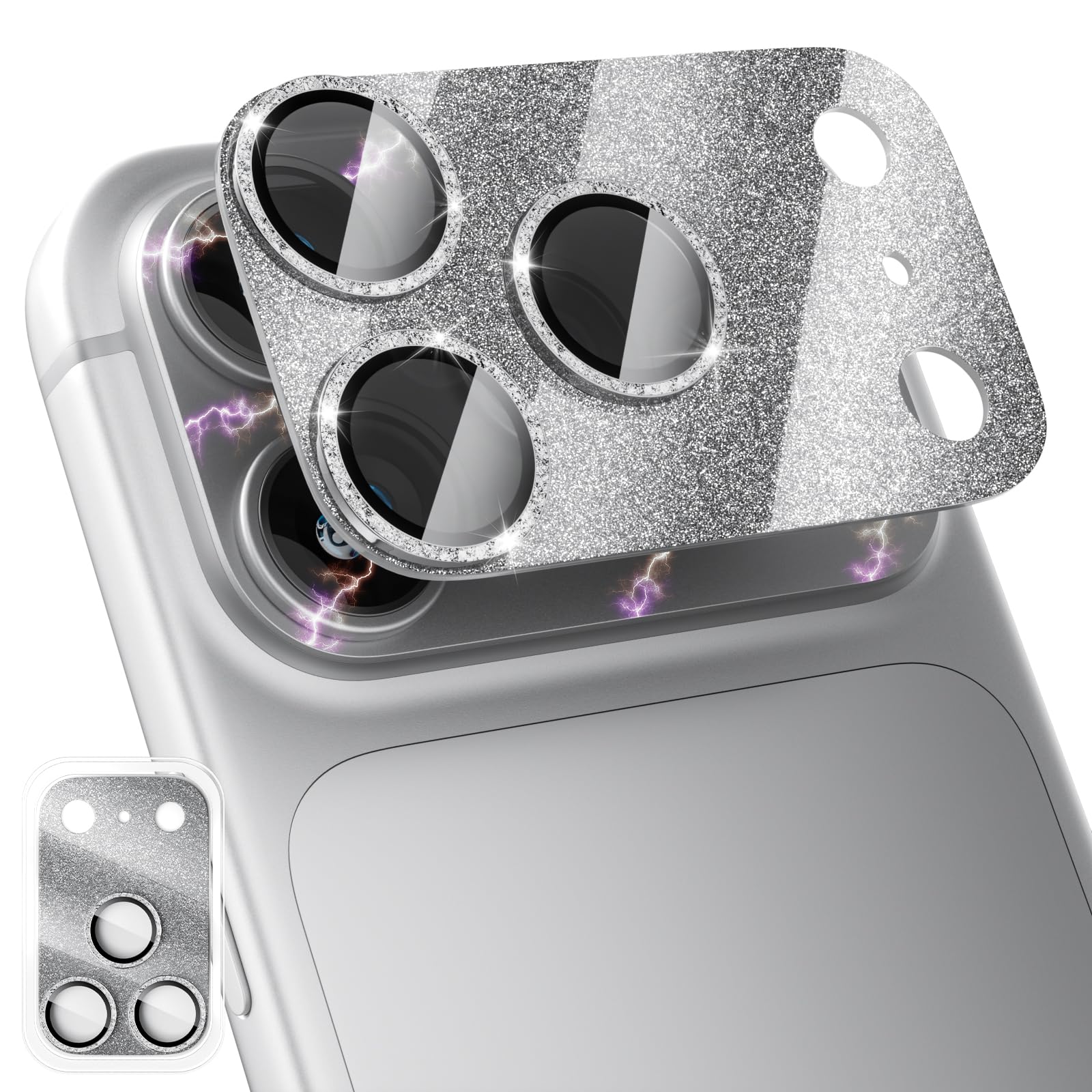 CloudValley Protection Objectif Caméra pour iPhone 17 Pro Max, 1:1 Invisible Ajustement Parfait, [AR+AF] Verre Trempé HD Clair, Cas de Téléphone Compatible, Facile à Installer, Argenté