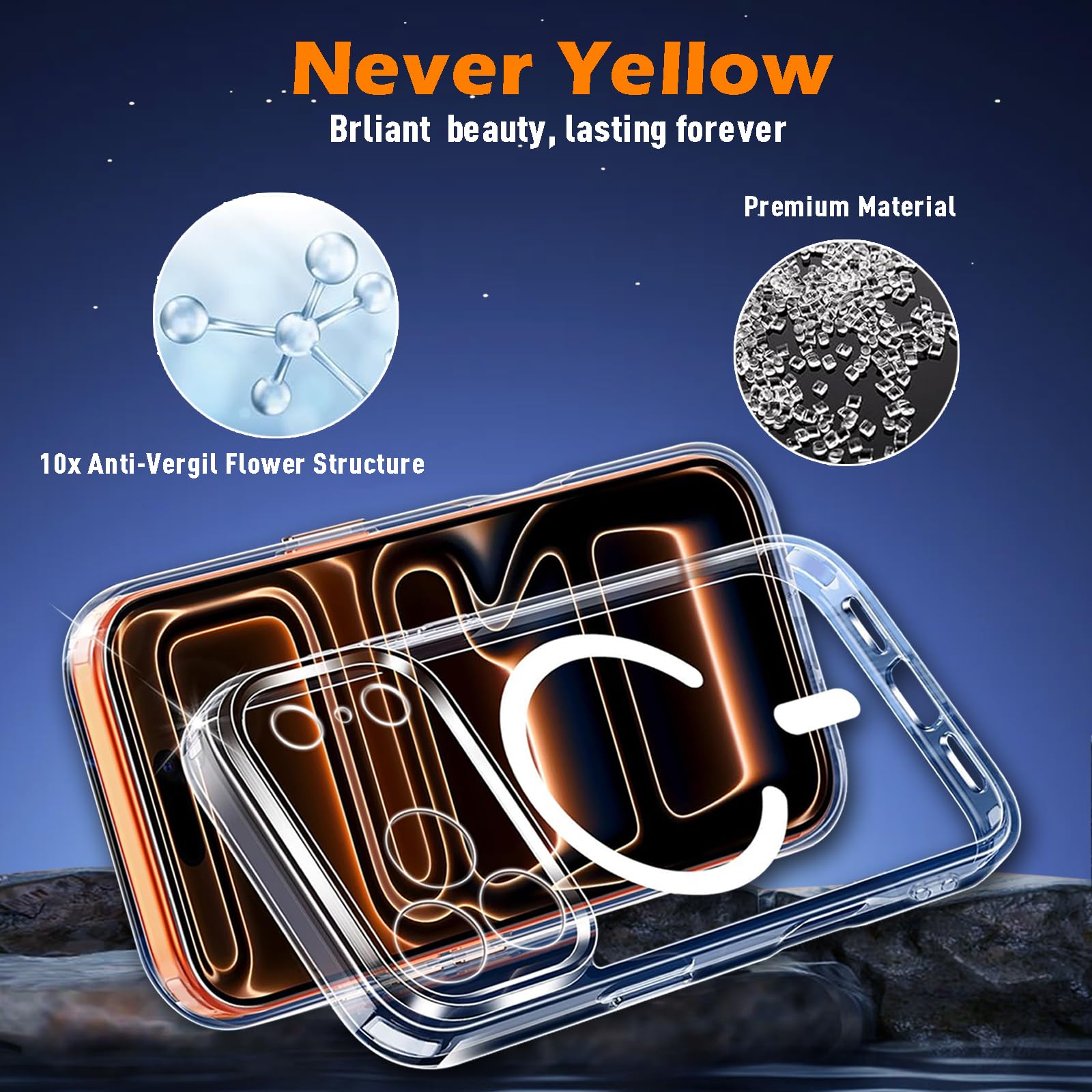 Nupcknn Magnétique Coque pour iPhone 17 Pro Max avec Magsafe et 3 Verre Trempé [HD+HD+Confidentialité][Caméra de Protection complète] Coque Antichoc translucide Mat arrière Anti-Rayures