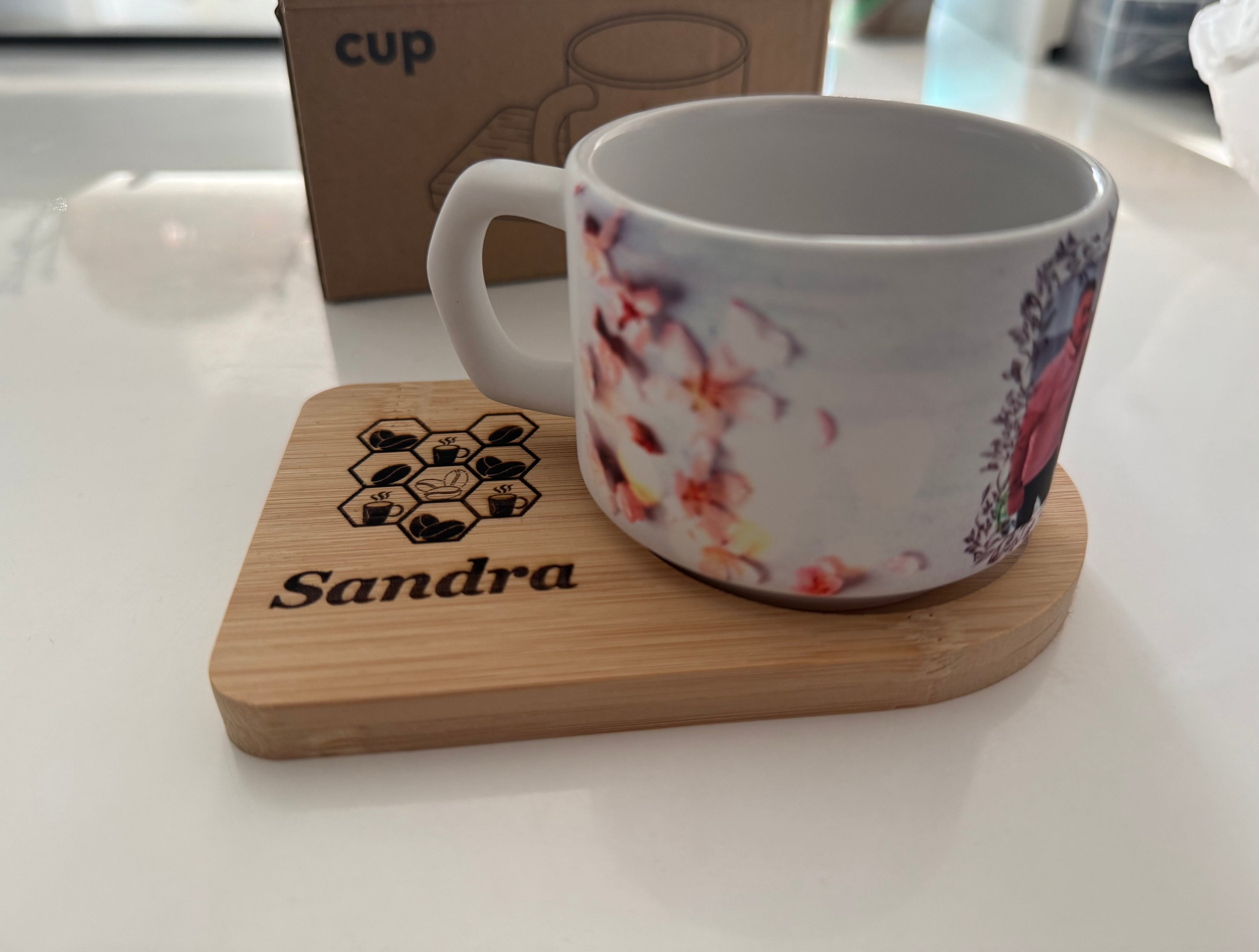 Mug à café personnalisé + bambou
