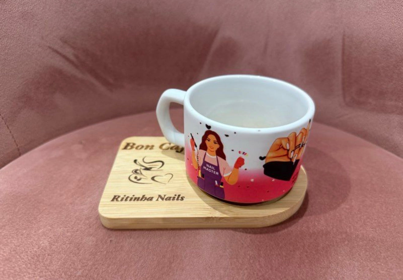 Mug à café personnalisé + bambou